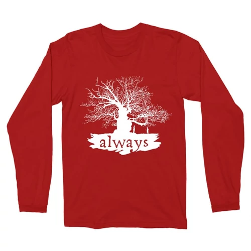 Piros Harry Potter férfi hosszú ujjú póló - Always Tree silhouette