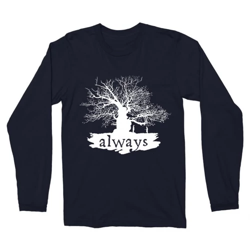 Sötétkék Harry Potter férfi hosszú ujjú póló - Always Tree silhouette