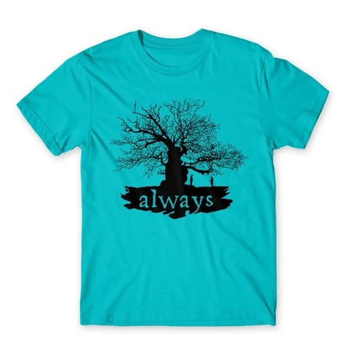 Atollkék Harry Potter férfi rövid ujjú póló - Always Tree silhouette