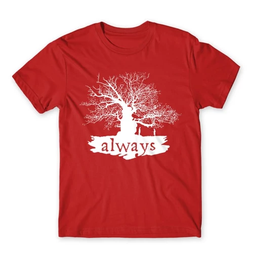 Piros Harry Potter férfi rövid ujjú póló - Always Tree silhouette