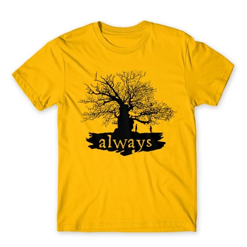 Sárga Harry Potter férfi rövid ujjú póló - Always Tree silhouette