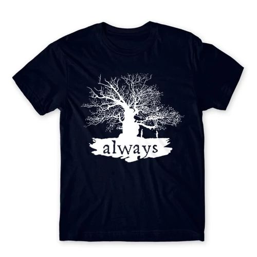 Sötétkék Harry Potter férfi rövid ujjú póló - Always Tree silhouette