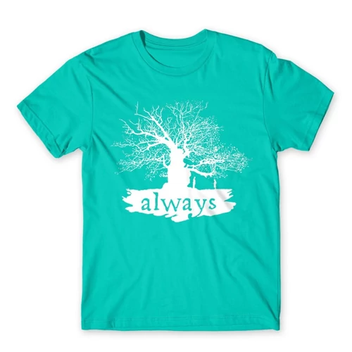 Türkiz Harry Potter férfi rövid ujjú póló - Always Tree silhouette