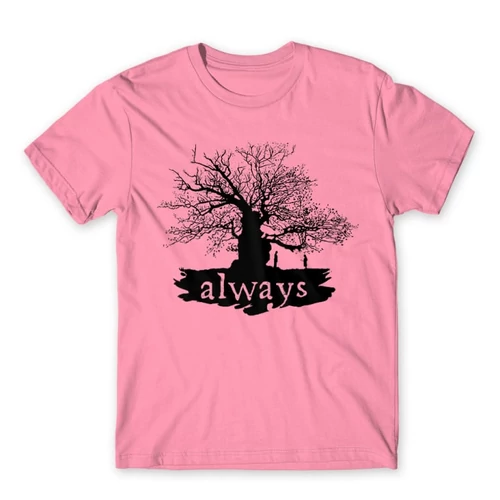 Világos rózsaszín Harry Potter férfi rövid ujjú póló - Always Tree silhouette