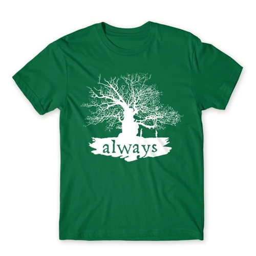 Zöld Harry Potter férfi rövid ujjú póló - Always Tree silhouette