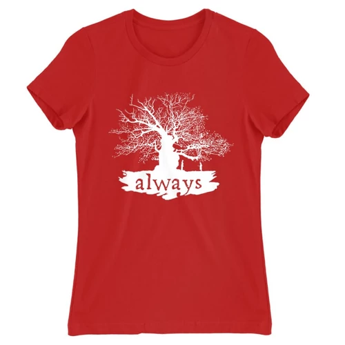 Piros Harry Potter női rövid ujjú póló - Always Tree silhouette