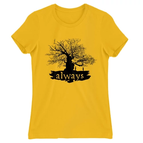 Sárga Harry Potter női rövid ujjú póló - Always Tree silhouette