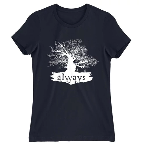 Sötétkék Harry Potter női rövid ujjú póló - Always Tree silhouette