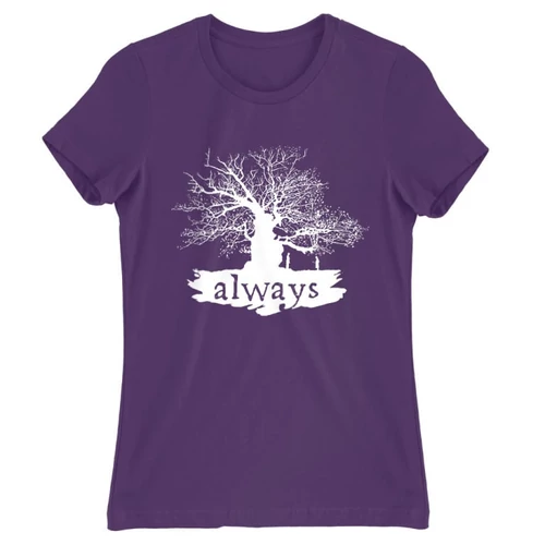 Sötétlila Harry Potter női rövid ujjú póló - Always Tree silhouette