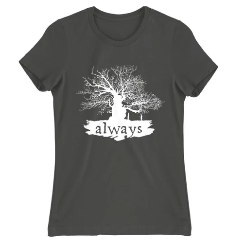 Sötétszürke Harry Potter női rövid ujjú póló - Always Tree silhouette