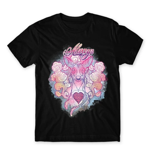 Fekete Harry Potter férfi rövid ujjú póló - Always deer