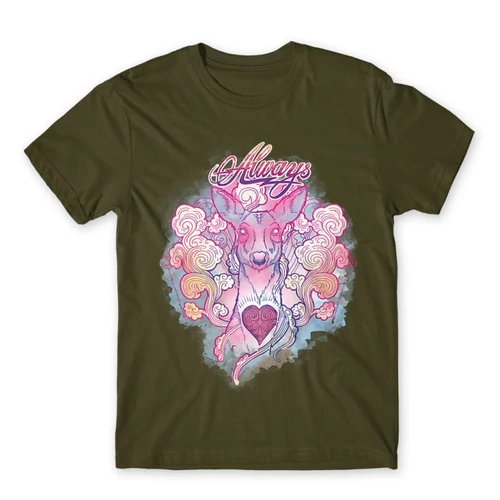 Khaki Harry Potter férfi rövid ujjú póló - Always deer