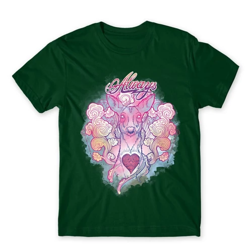 Sötétzöld Harry Potter férfi rövid ujjú póló - Always deer