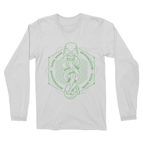 Fehér Harry Potter férfi hosszú ujjú póló - Dark Mark Lineart