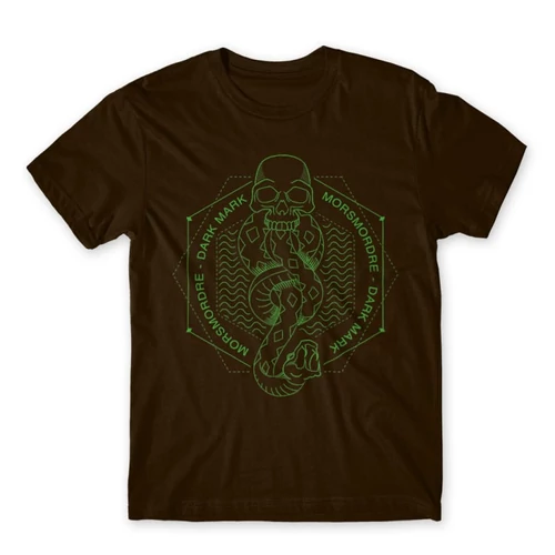 Barna Harry Potter férfi rövid ujjú póló - Dark Mark Lineart