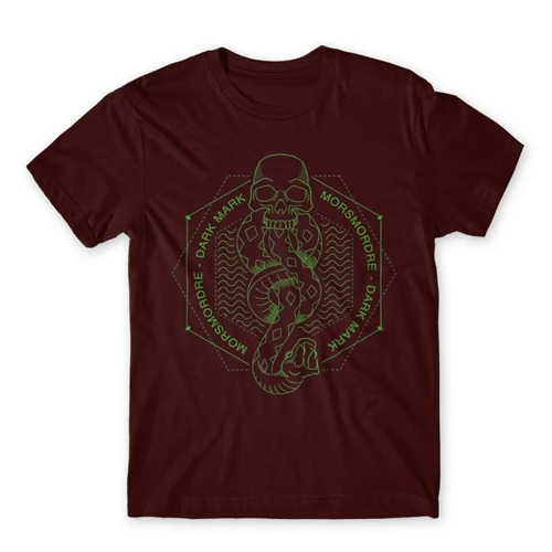 Bordó Harry Potter férfi rövid ujjú póló - Dark Mark Lineart