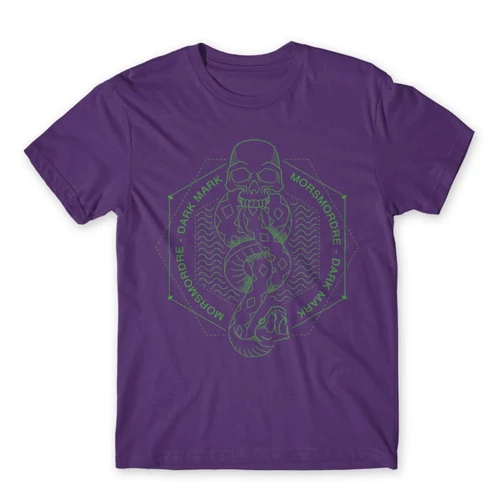 Sötétlila Harry Potter férfi rövid ujjú póló - Dark Mark Lineart