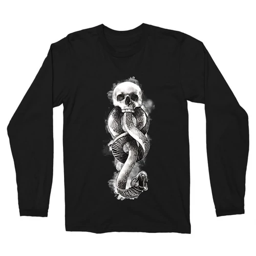 Fekete Harry Potter férfi hosszú ujjú póló - Dark mark Watercolor