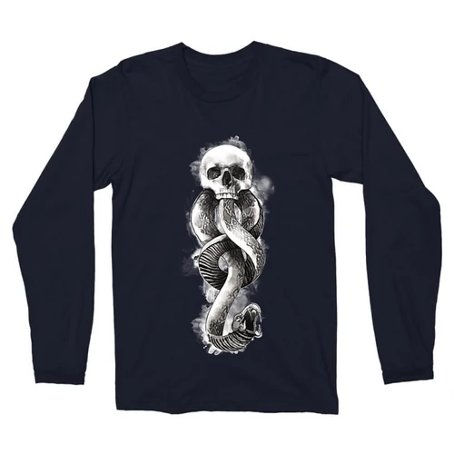 Sötétkék Harry Potter férfi hosszú ujjú póló - Dark mark Watercolor