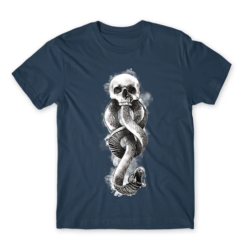 Denim Harry Potter férfi rövid ujjú póló - Dark mark watercolor