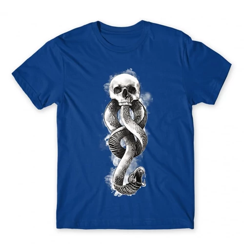 Királykék Harry Potter férfi rövid ujjú póló - Dark mark watercolor