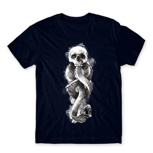 Sötétkék Harry Potter férfi rövid ujjú póló - Dark mark watercolor