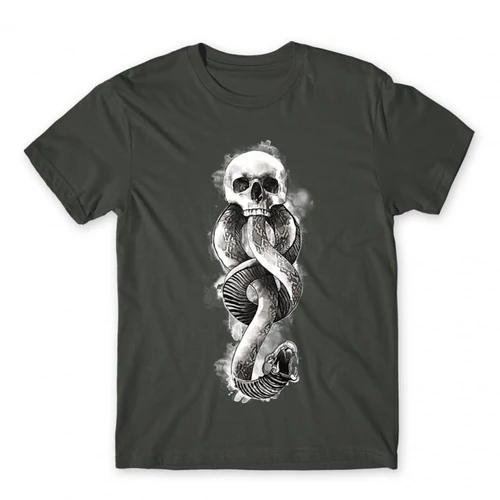 Sötétszürke Harry Potter férfi rövid ujjú póló - Dark mark watercolor