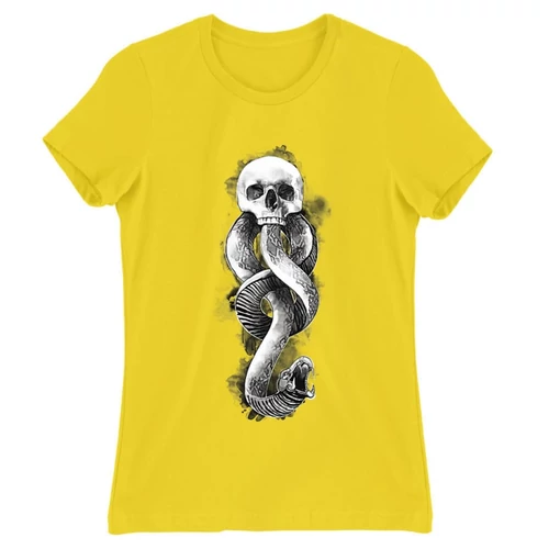 Citromsárga Harry Potter női rövid ujjú póló - Dark mark watercolor