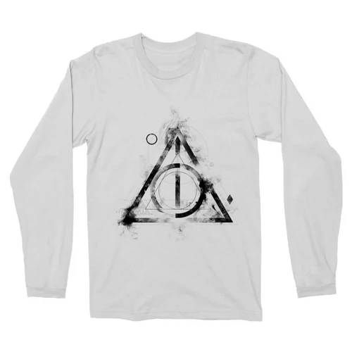 Fehér Harry Potter férfi hosszú ujjú póló - Deathly hallows symbol