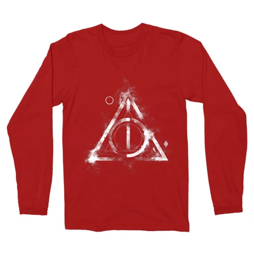Piros Harry Potter férfi hosszú ujjú póló - Deathly hallows symbol