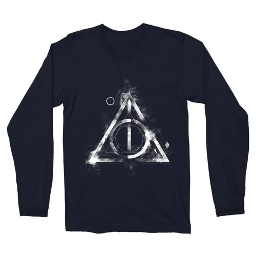 Sötétkék Harry Potter férfi hosszú ujjú póló - Deathly hallows symbol
