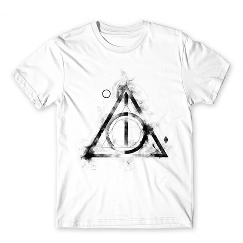 Fehér Harry Potter férfi rövid ujjú póló - Deathly hallows symbol