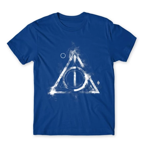 Királykék Harry Potter férfi rövid ujjú póló - Deathly hallows symbol