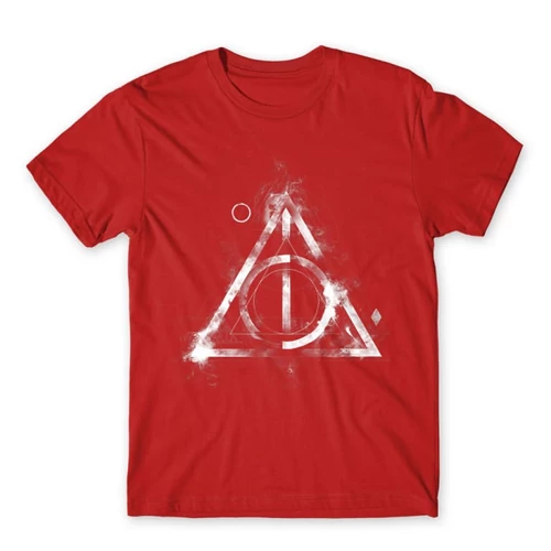 Piros Harry Potter férfi rövid ujjú póló - Deathly hallows symbol