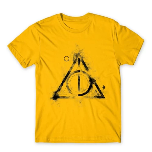 Sárga Harry Potter férfi rövid ujjú póló - Deathly hallows symbol