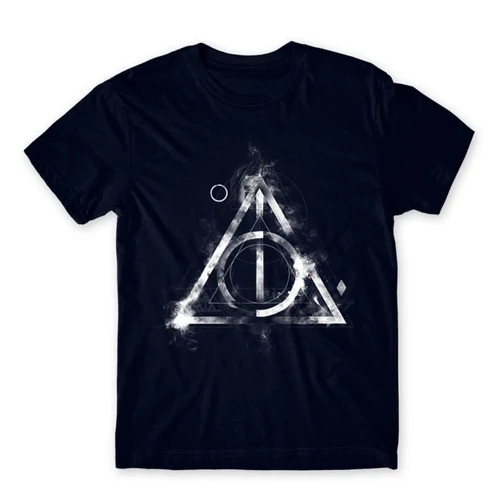 Sötétkék Harry Potter férfi rövid ujjú póló - Deathly hallows symbol
