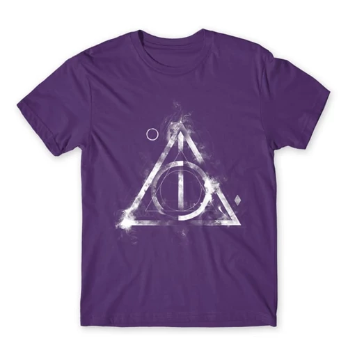 Sötétlila Harry Potter férfi rövid ujjú póló - Deathly hallows symbol