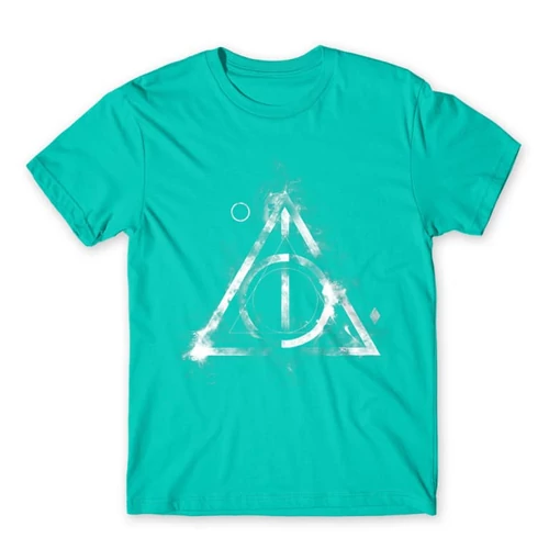 Türkiz Harry Potter férfi rövid ujjú póló - Deathly hallows symbol
