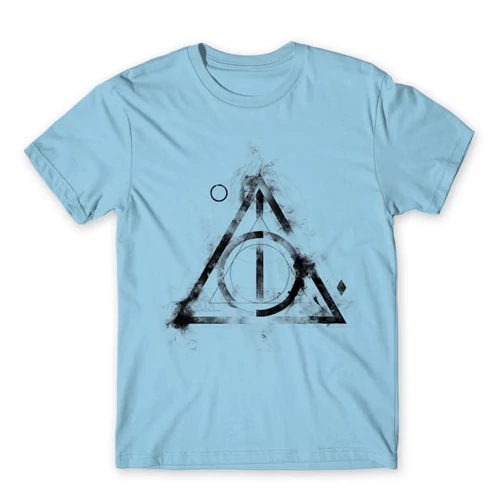 Világoskék Harry Potter férfi rövid ujjú póló - Deathly hallows symbol