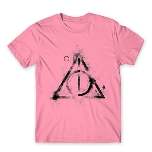 Világos rózsaszín Harry Potter férfi rövid ujjú póló - Deathly hallows symbol