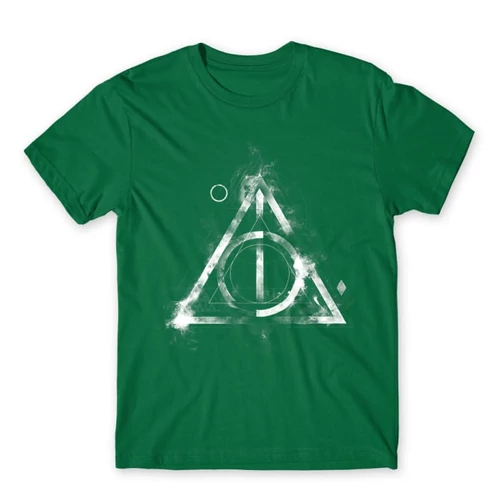 Zöld Harry Potter férfi rövid ujjú póló - Deathly hallows symbol