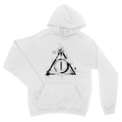 Fehér Harry Potter unisex kapucnis pulóver - Deathly hallows symbol