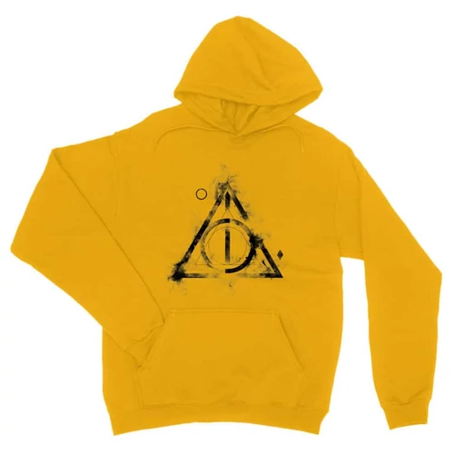 Sárga Harry Potter unisex kapucnis pulóver - Deathly hallows symbol