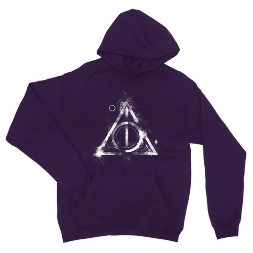 Sötétlila Harry Potter unisex kapucnis pulóver - Deathly hallows symbol