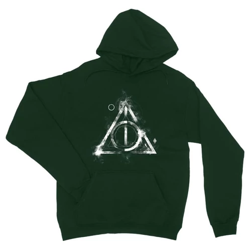 Sötétzöld Harry Potter unisex kapucnis pulóver - Deathly hallows symbol