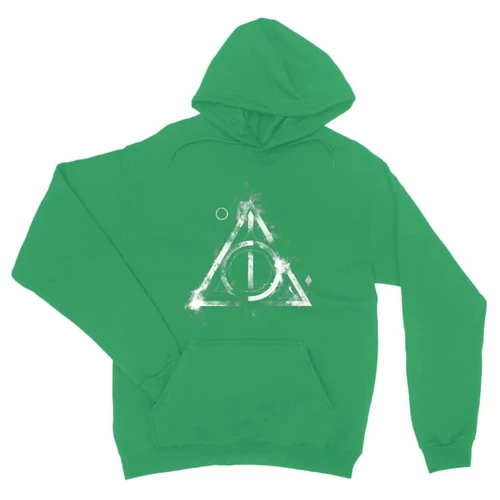 Zöld Harry Potter unisex kapucnis pulóver - Deathly hallows symbol