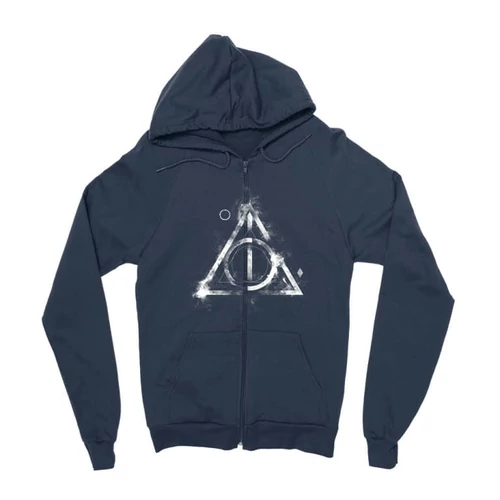Sötétkék Harry Potter zipzáros pulóver - Deathly hallows symbol