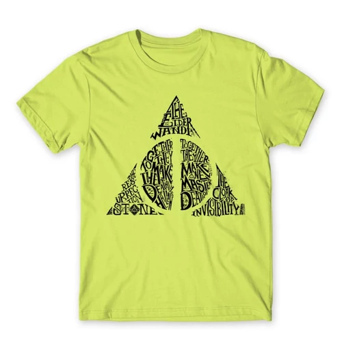 Almazöld Harry Potter férfi rövid ujjú póló - Deathly hallows text