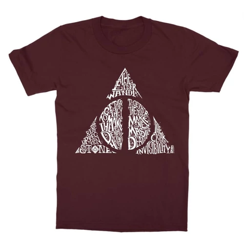 Bordó Harry Potter gyerek rövid ujjú póló - Deathly hallows text