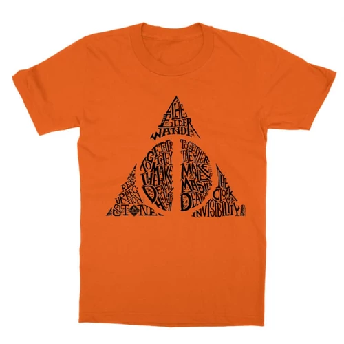 Narancs Harry Potter gyerek rövid ujjú póló - Deathly hallows text